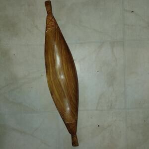 Wood carved canoe snack bowl Art deco